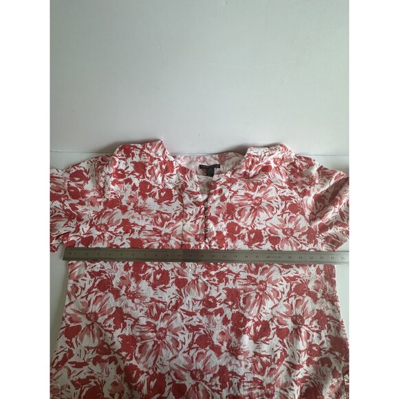 Sherry Taylor Shirt Womens 2X Linen Blend Floral 3/4 Sleeve Button Boho Cottage - Picture 8 of 9